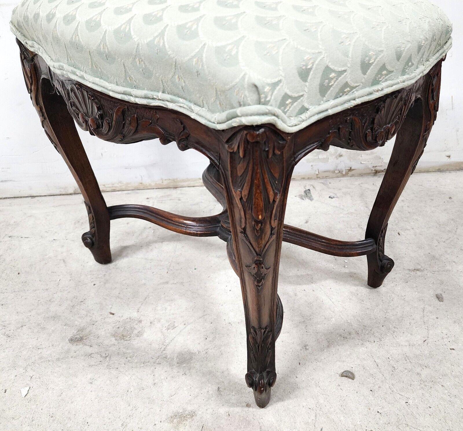 Carved Antique French Ottoman Footstool Louis XV 1800s Walnut For Sale