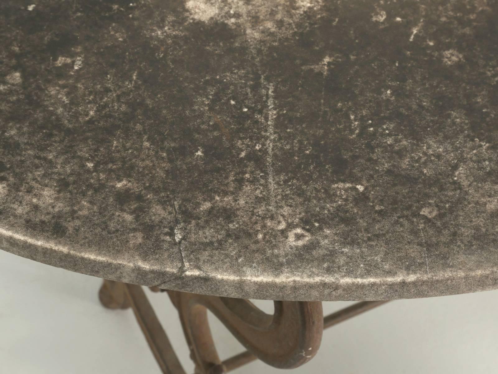 Country Antique French Outdoor Garden Table with a Marble Top