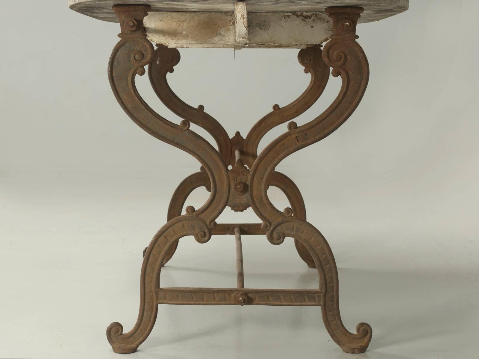 Early 20th Century Antique French Outdoor Garden Table with a Marble Top