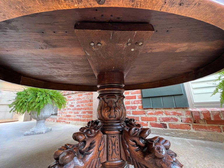 Antique French Oval Center Hunt Table Carved Black Forest Pedestal