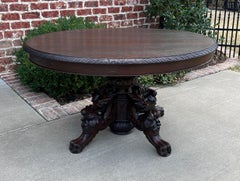 Antique French OVAL Coffee Table Pedestal BLACK FOREST Hunt Table Griffons 19thC