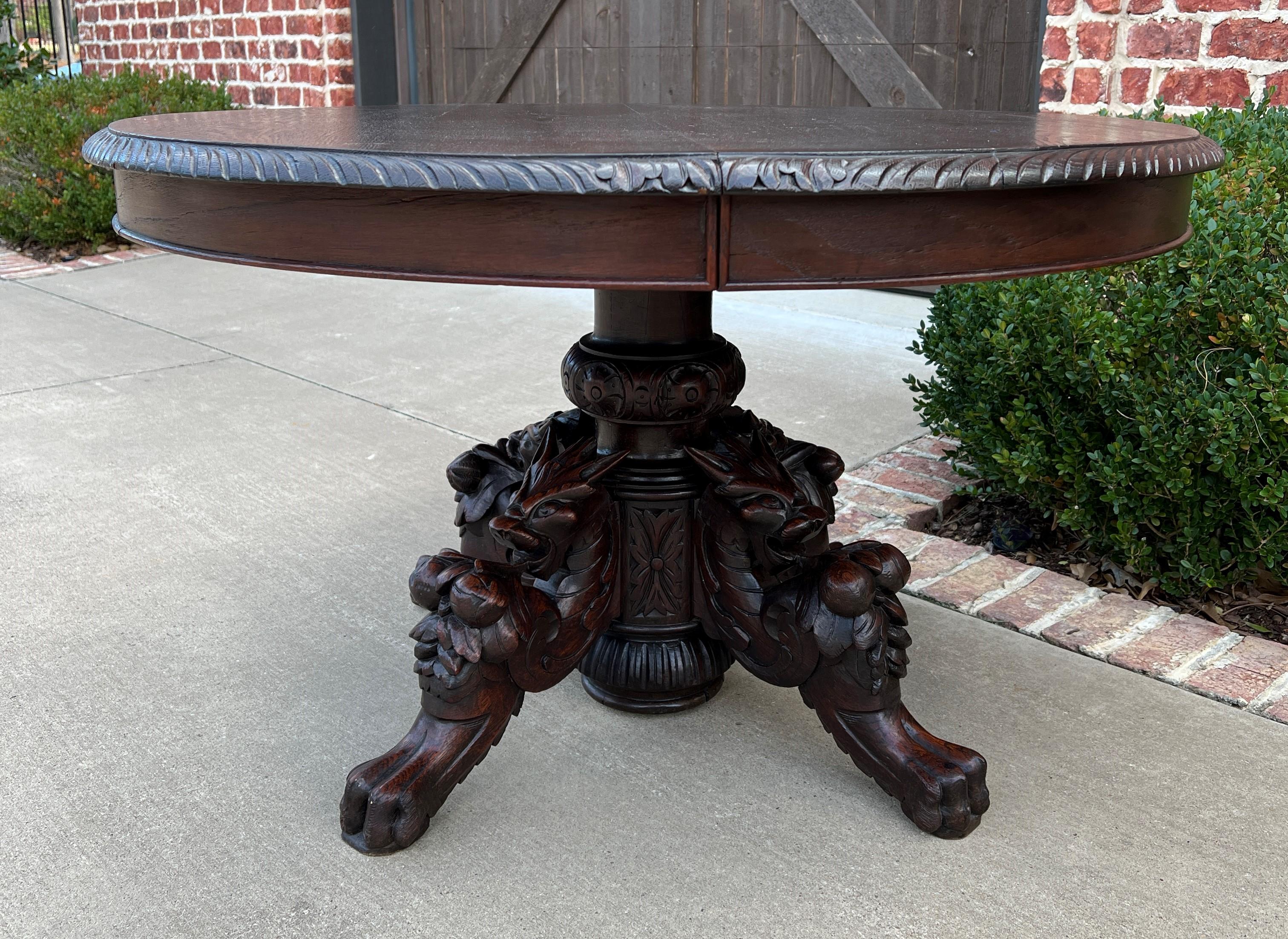 Black Forest Antique French OVAL Coffee Table Pedestal BLACK FOREST Hunt Table Griffons 19thC