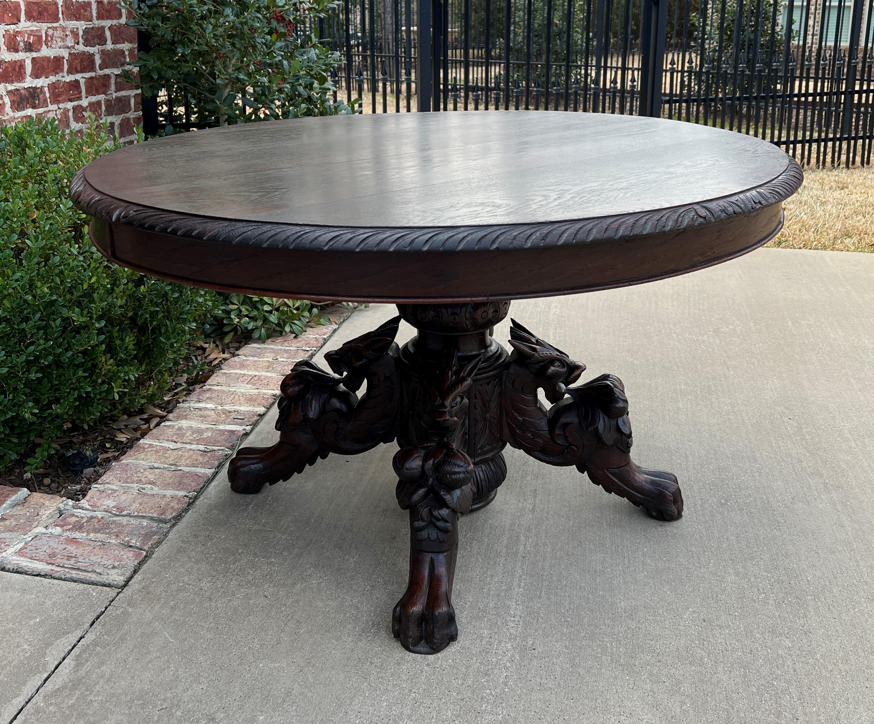 Late 19th Century Antique French OVAL Coffee Table Pedestal BLACK FOREST Hunt Table Griffons 19thC