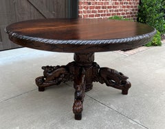 Antique French Oval Dining Library Table Pedestal Black Forest Hunt Table 19th C