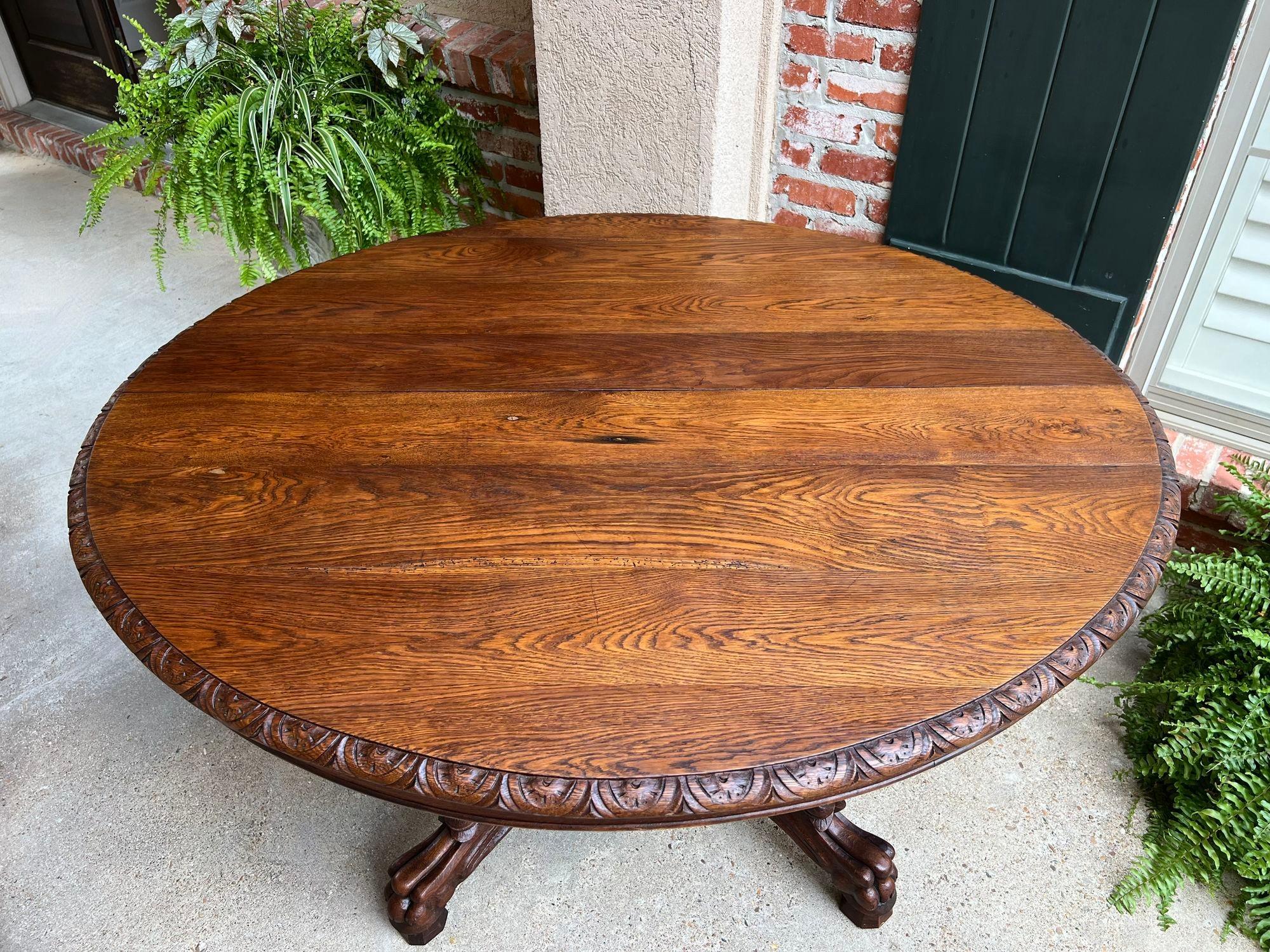 Antique French Oval Dining Table Carved Oak Black Forest Sofa Library Griffin 3
