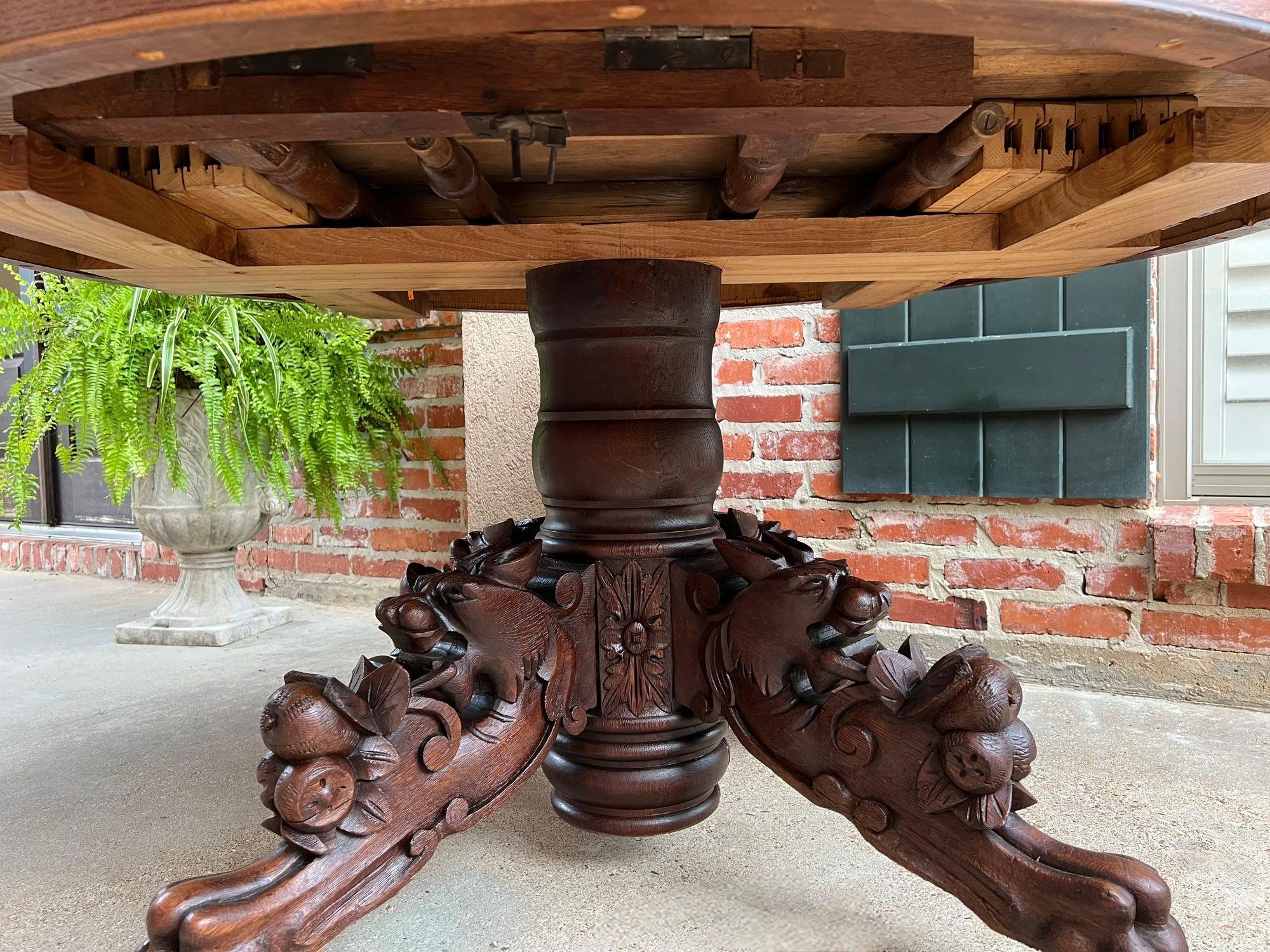 Antique French Oval Dining Table Carved Oak Black Forest Sofa Library Griffin 5