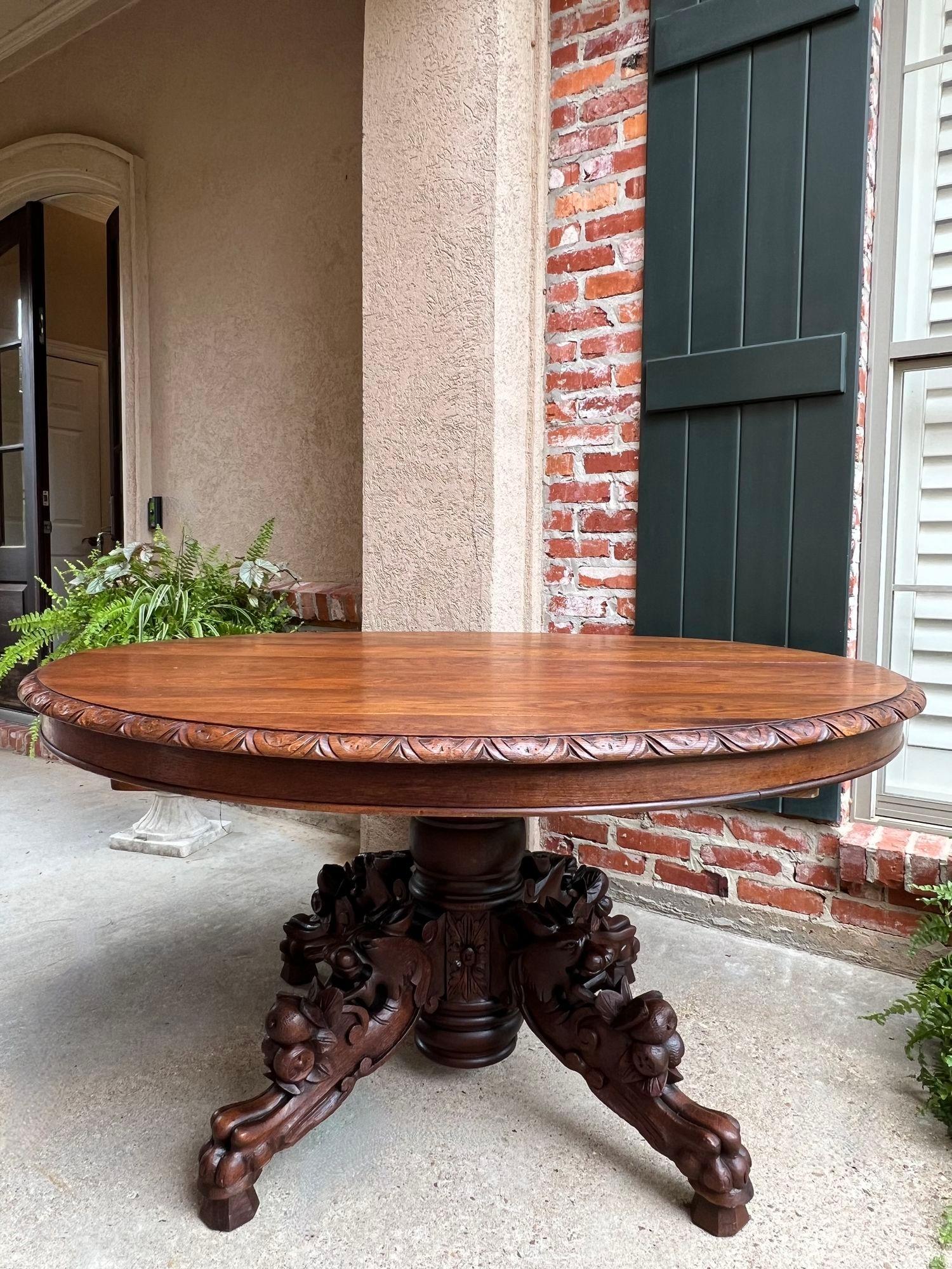 Antique French Oval Dining Table Carved Oak Black Forest Sofa Library Griffin 6