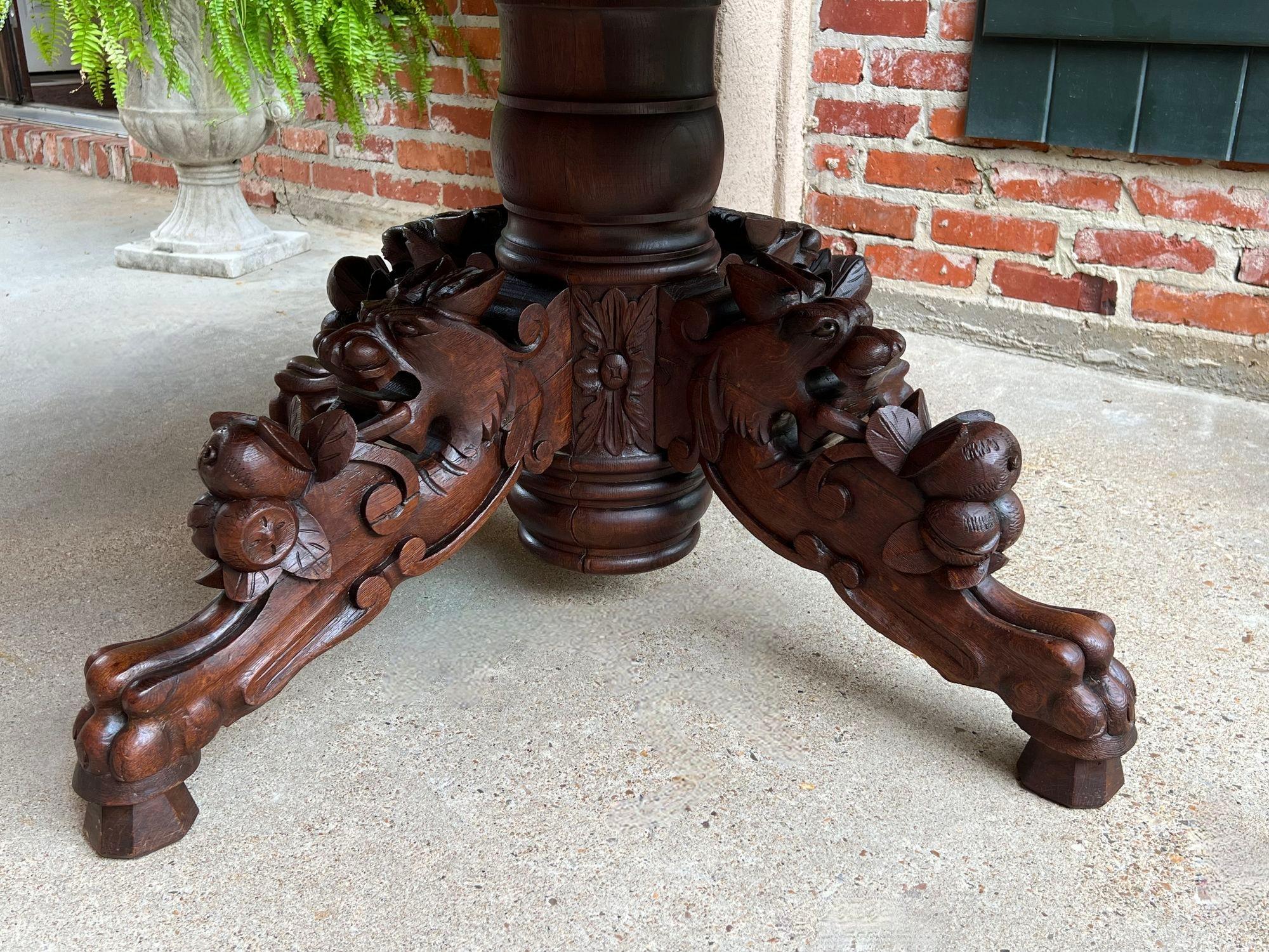 Antique French Oval Dining Table Carved Oak Black Forest Sofa Library Griffin 9