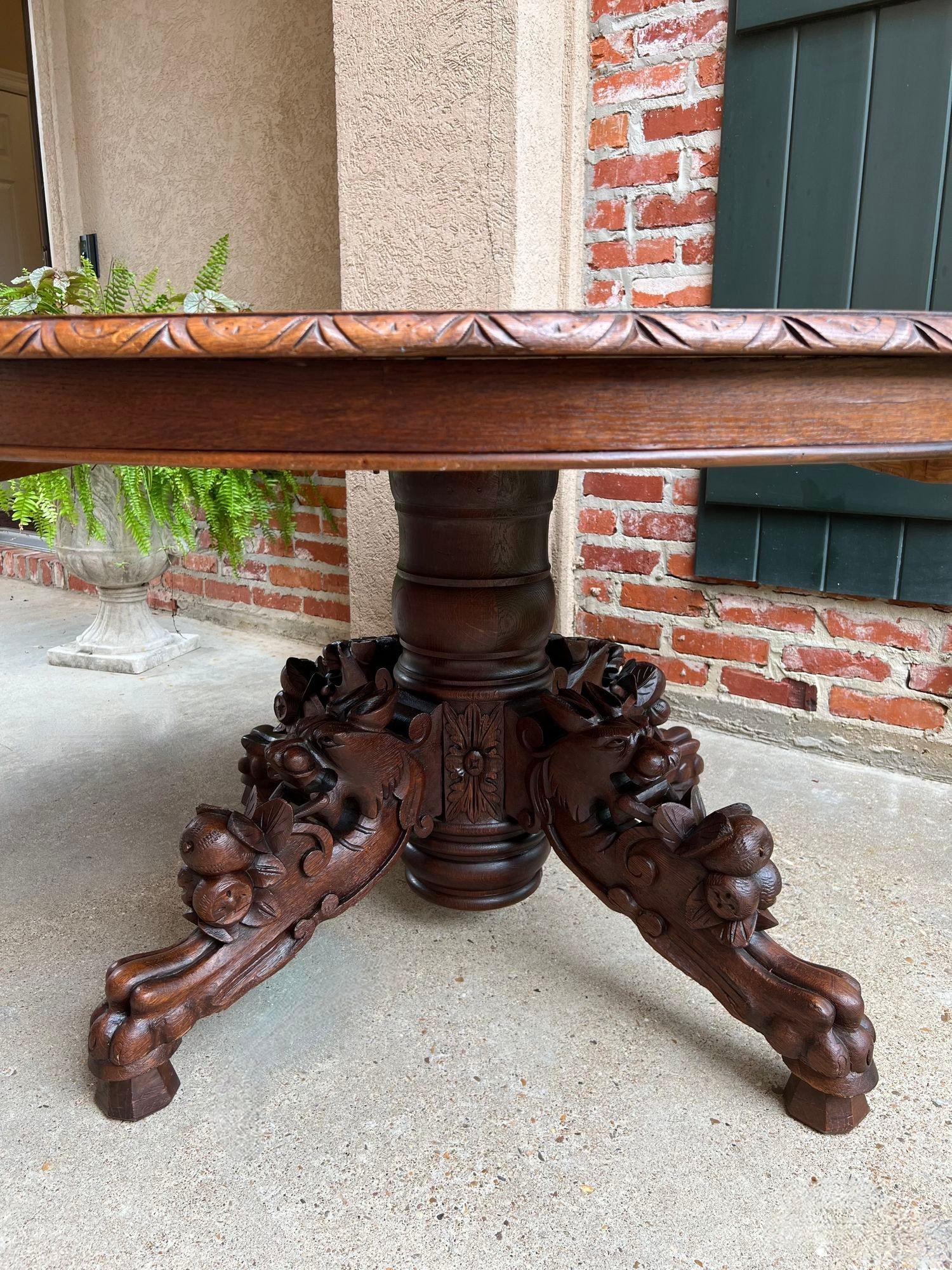 Antique French Oval Dining Table Carved Oak Black Forest Sofa Library Griffin 13