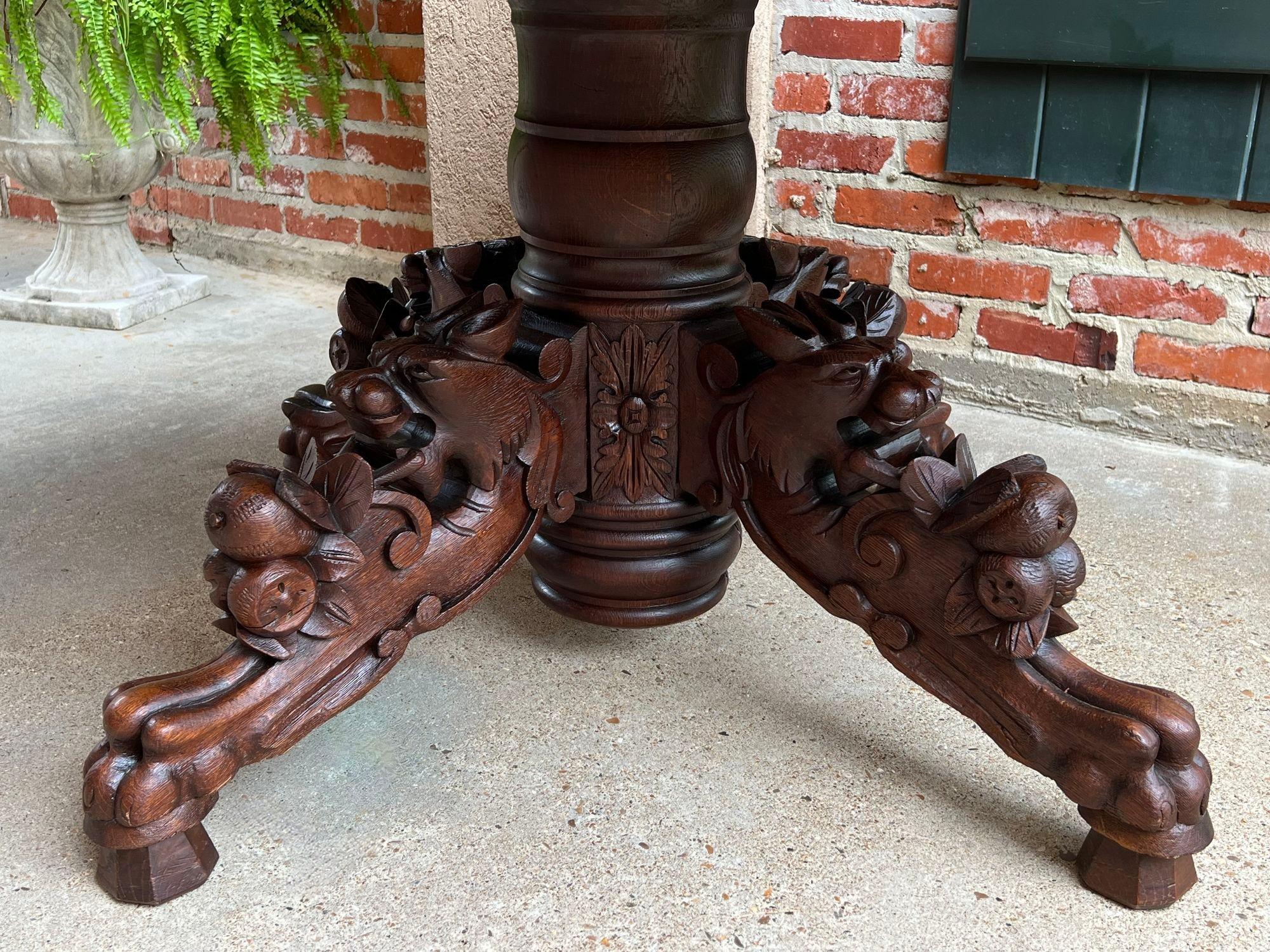 19th Century Antique French Oval Dining Table Carved Oak Black Forest Sofa Library Griffin
