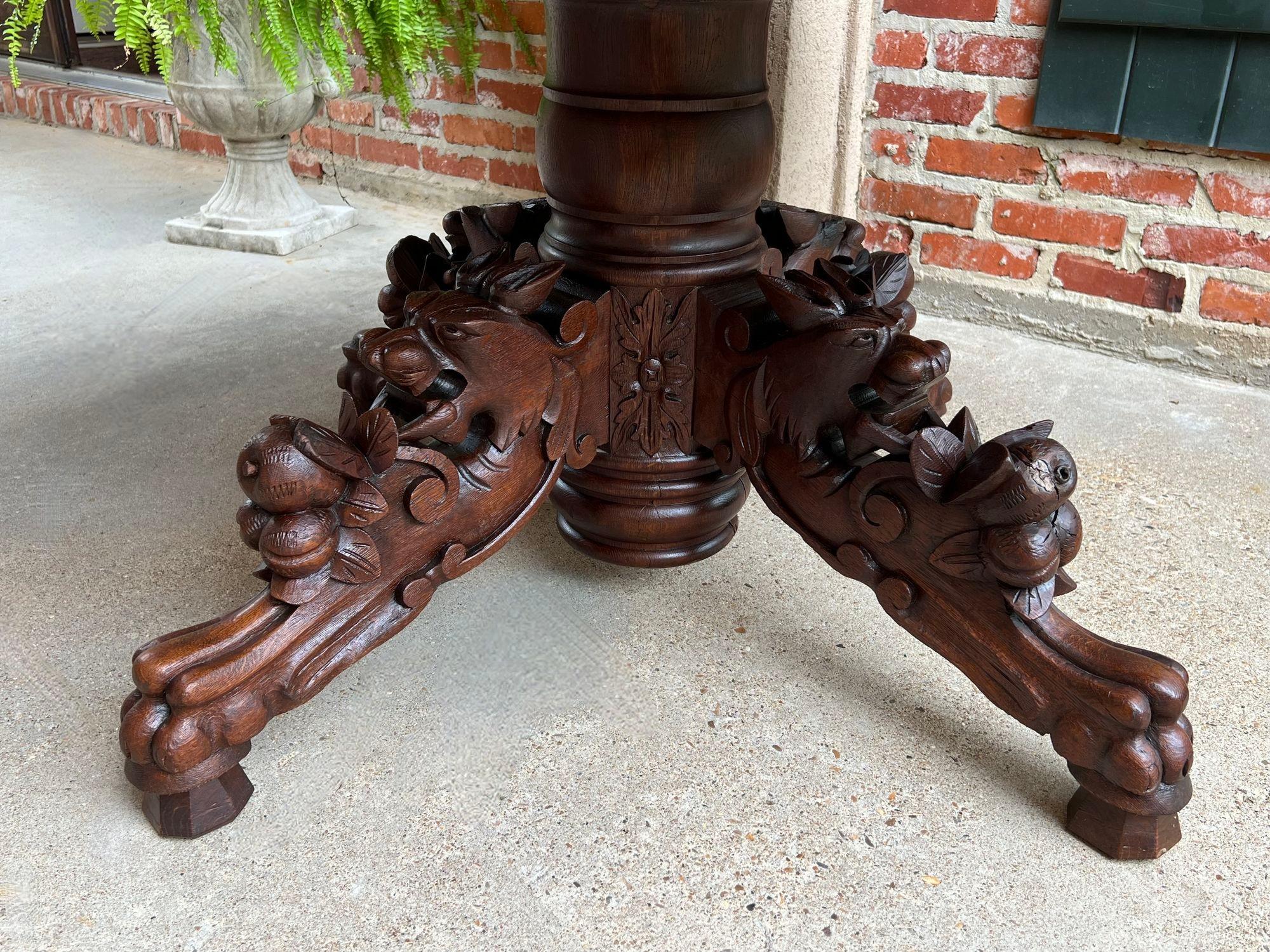Antique French Oval Dining Table Carved Oak Black Forest Sofa Library Griffin 1