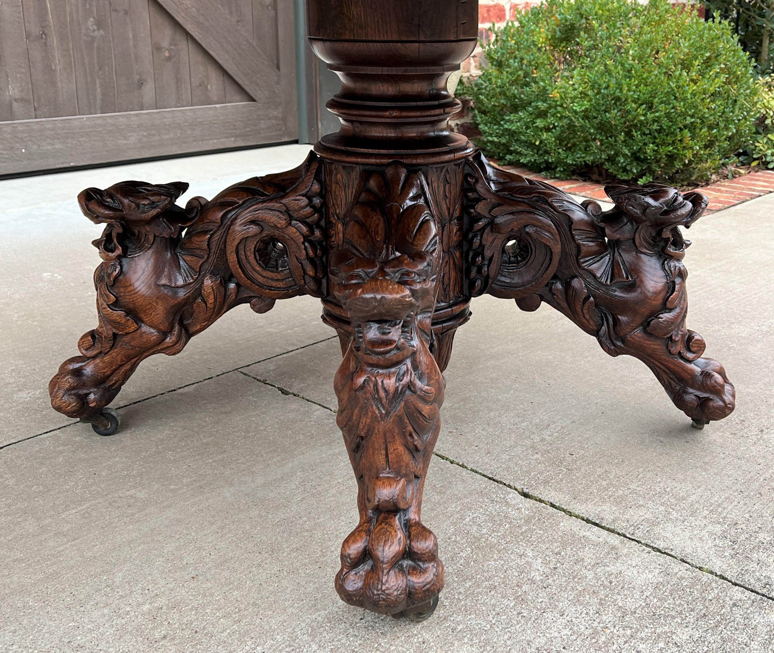 Antique French Oval Game Dining Table Pedestal Black Forest Hunt Honey Oak, 19thC For Sale 7