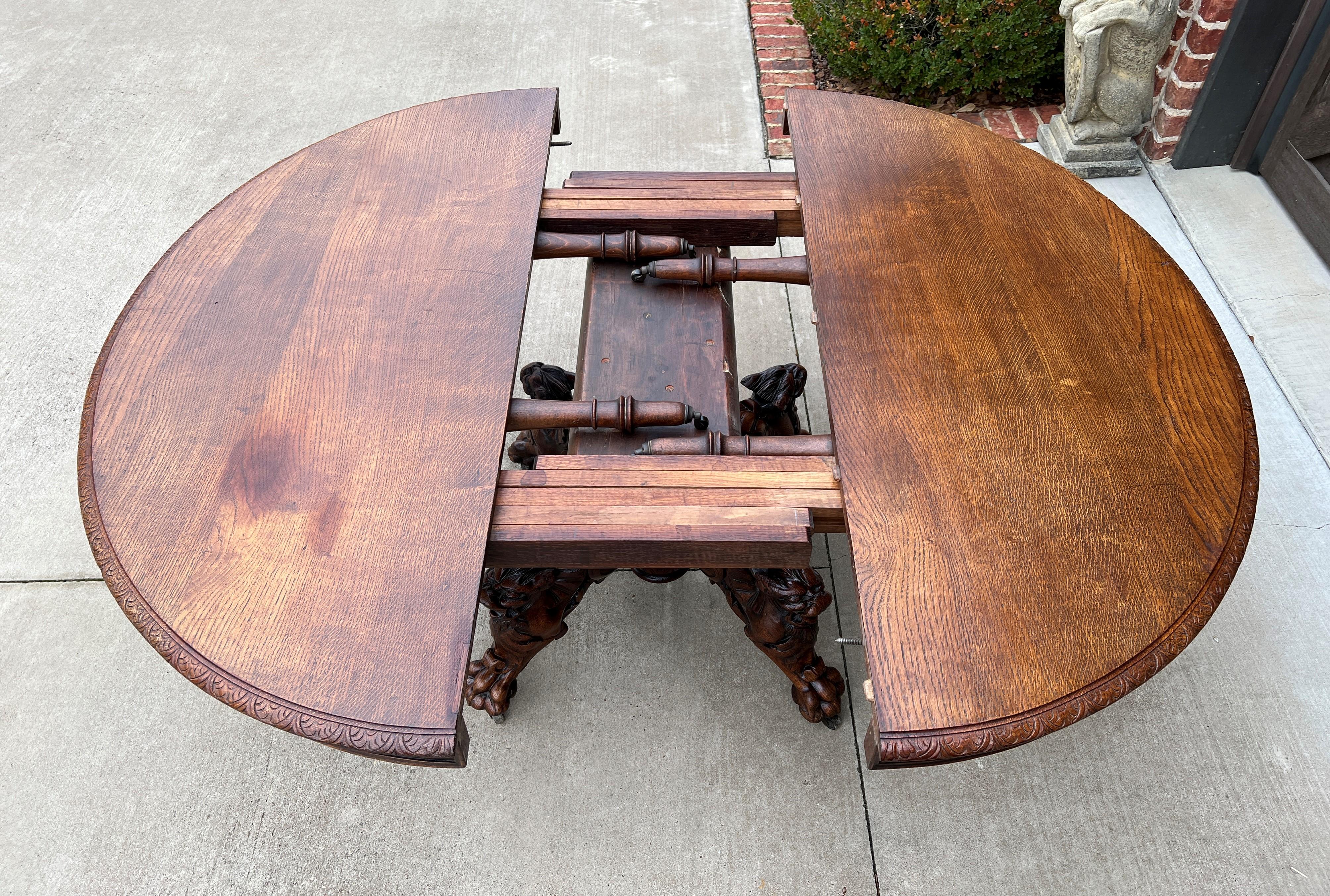 Antique French Oval Game Dining Table Pedestal Black Forest Hunt Honey Oak, 19thC For Sale 10