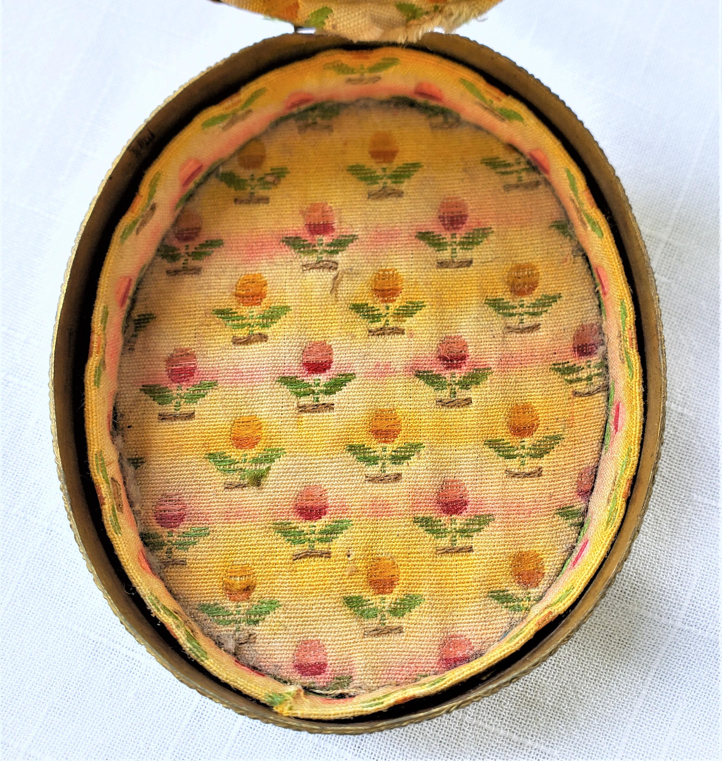 Antique French Oval Gilt Finished Metal Box with Signed Hand-Painted Portrait For Sale 5