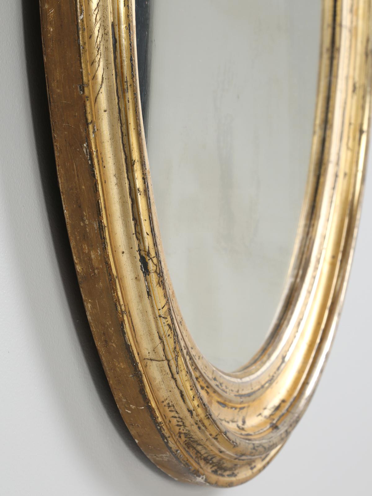 Antique French Oval Gilt Mirror, Still in Its Original Beautiful Condition 5