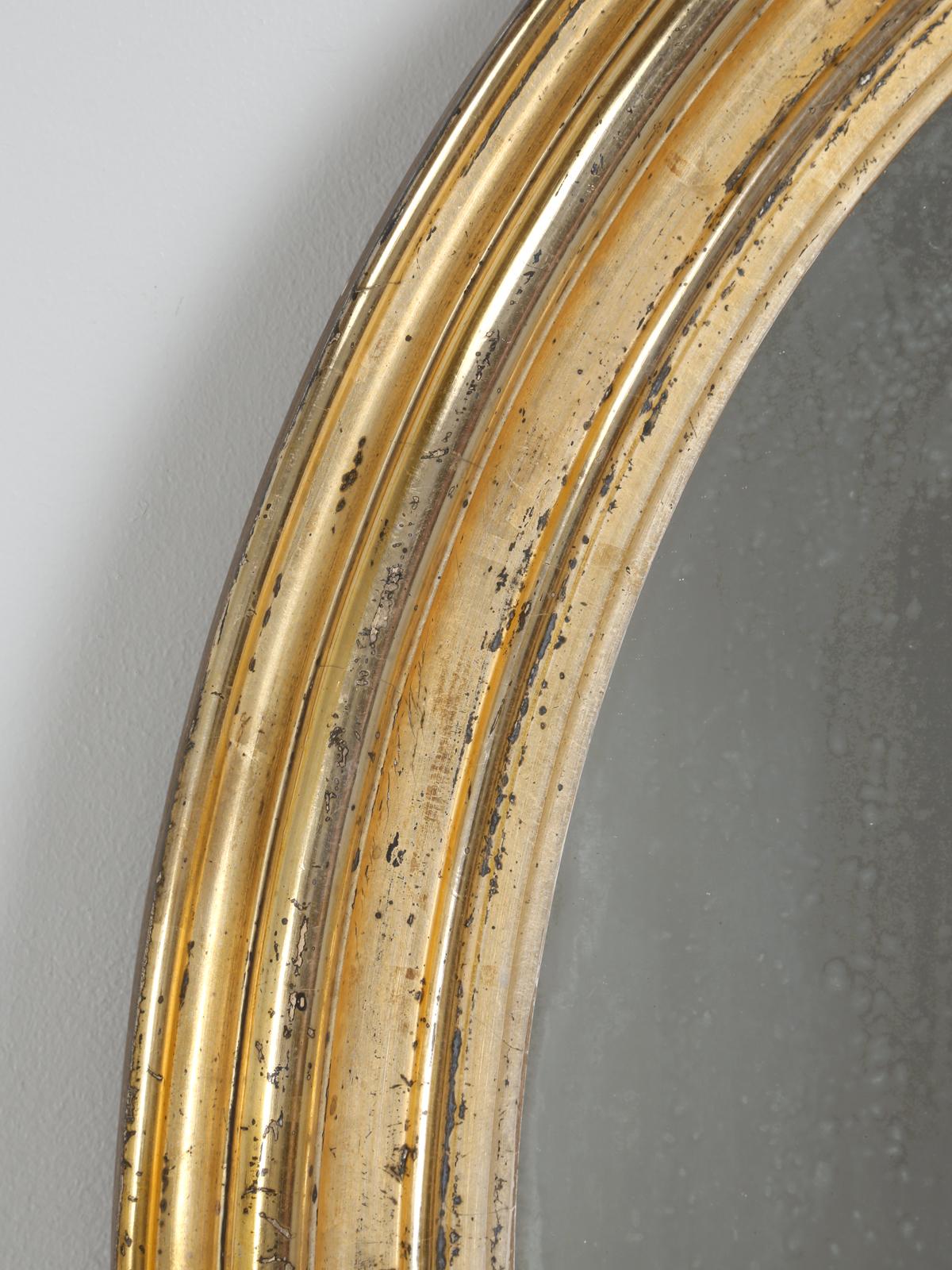 Gold Leaf Antique French Oval Gilt Mirror, Still in Its Original Beautiful Condition