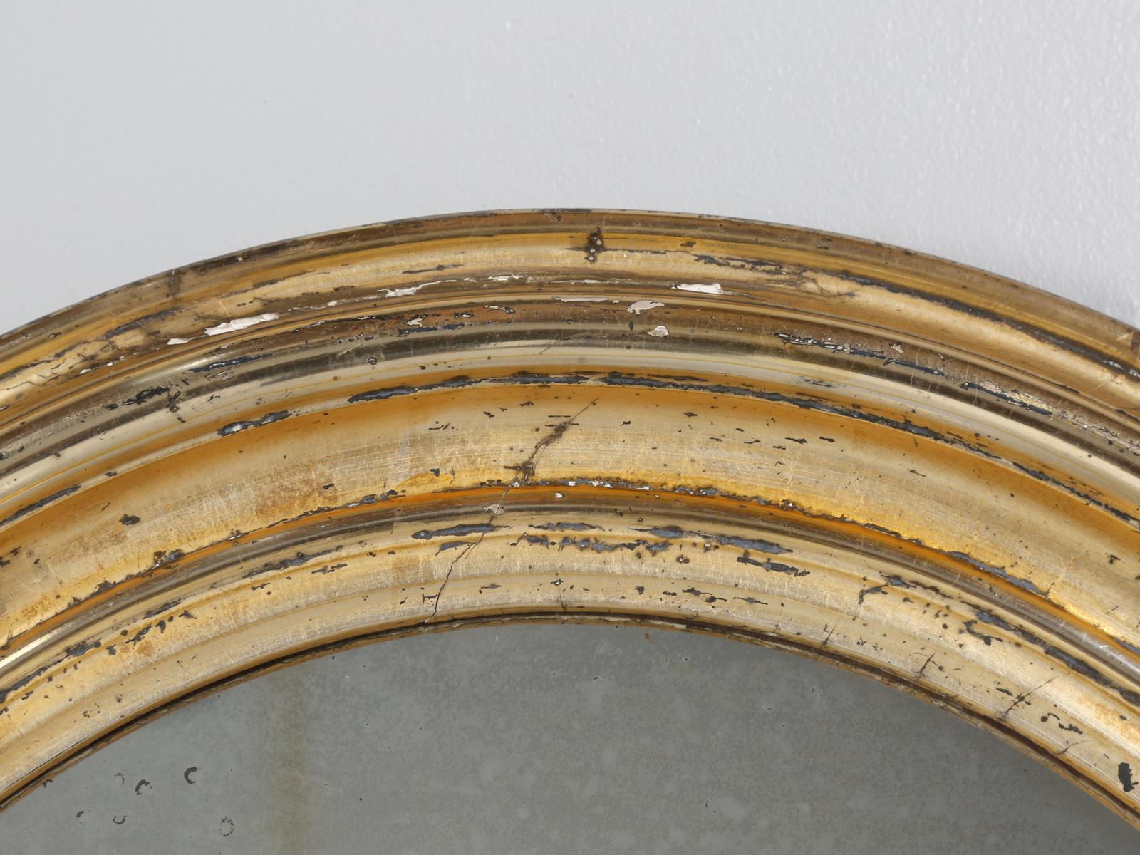 Antique French Oval Gilt Mirror, Still in Its Original Beautiful Condition 1