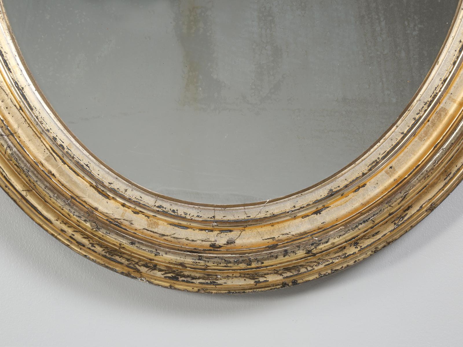 Antique French Oval Gilt Mirror, Still in Its Original Beautiful Condition 3