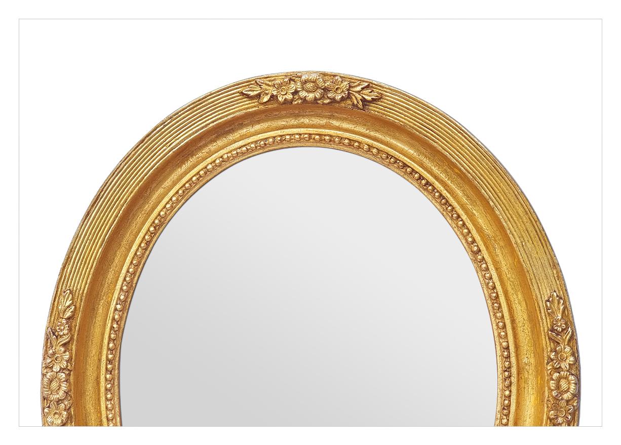 Art Nouveau Antique French Oval Giltwood Wall Mirror, circa 1900 in vendita