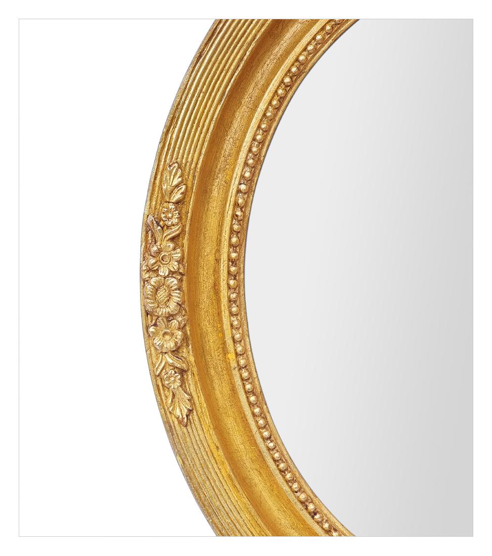 Francese Antique French Oval Giltwood Wall Mirror, circa 1900 in vendita