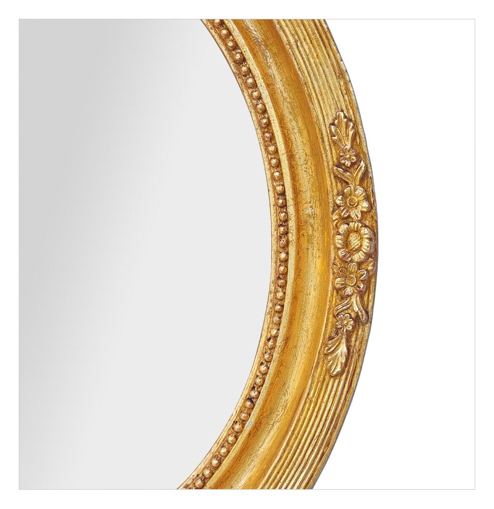 Dorato Antique French Oval Giltwood Wall Mirror, circa 1900 in vendita