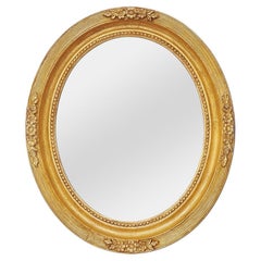 Antique French Oval Giltwood Wall Mirror, circa 1900