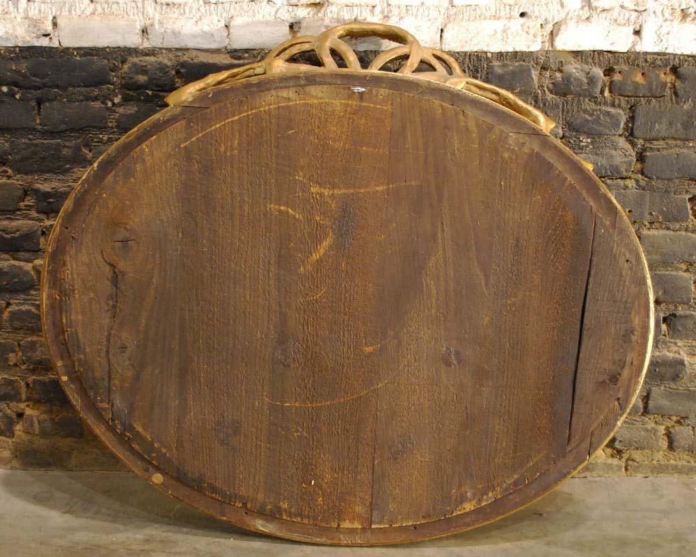 Antique French Oval Gold Gilt Mirror with Braided Rope Bow Crest at ...