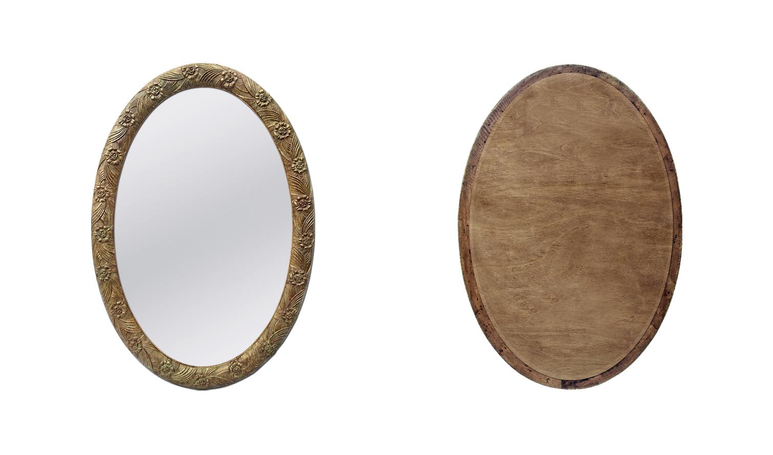 Gilt Antique French Oval Mirror, Art Deco, circa 1930