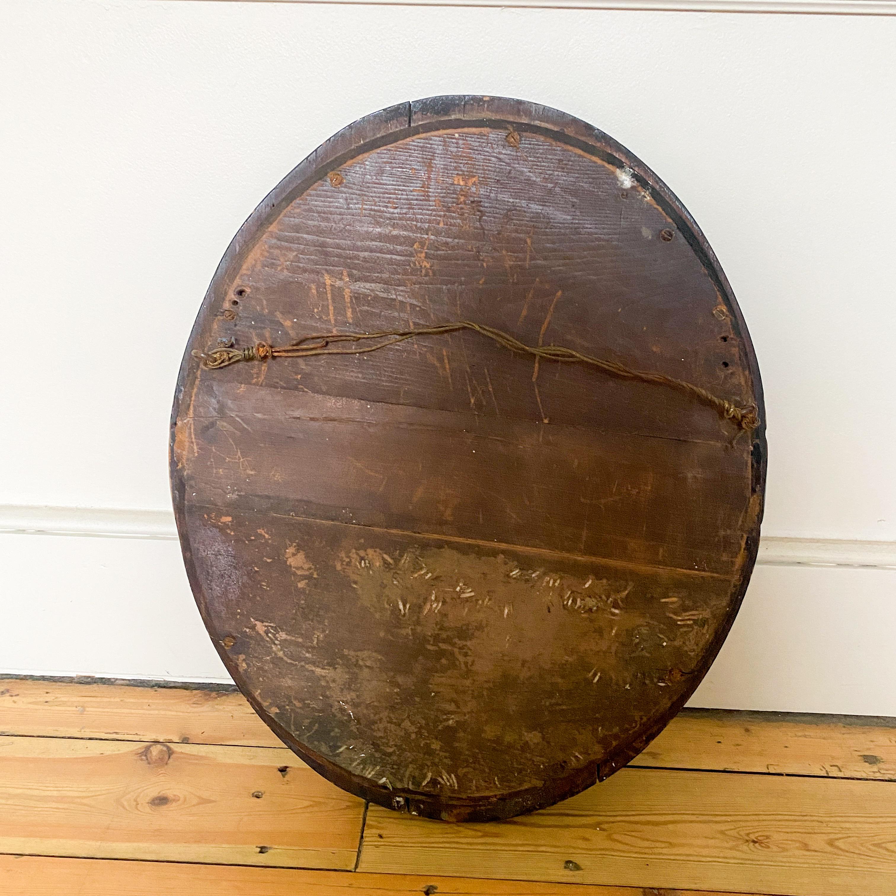 Antique French Oval Mirror  Schwarz  Abgeschrägtes Original-Fuchsglas im Angebot 1