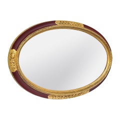 Antique Mirror ovale francese, periodo Deco Mirror dorato e colorato, circa 1926