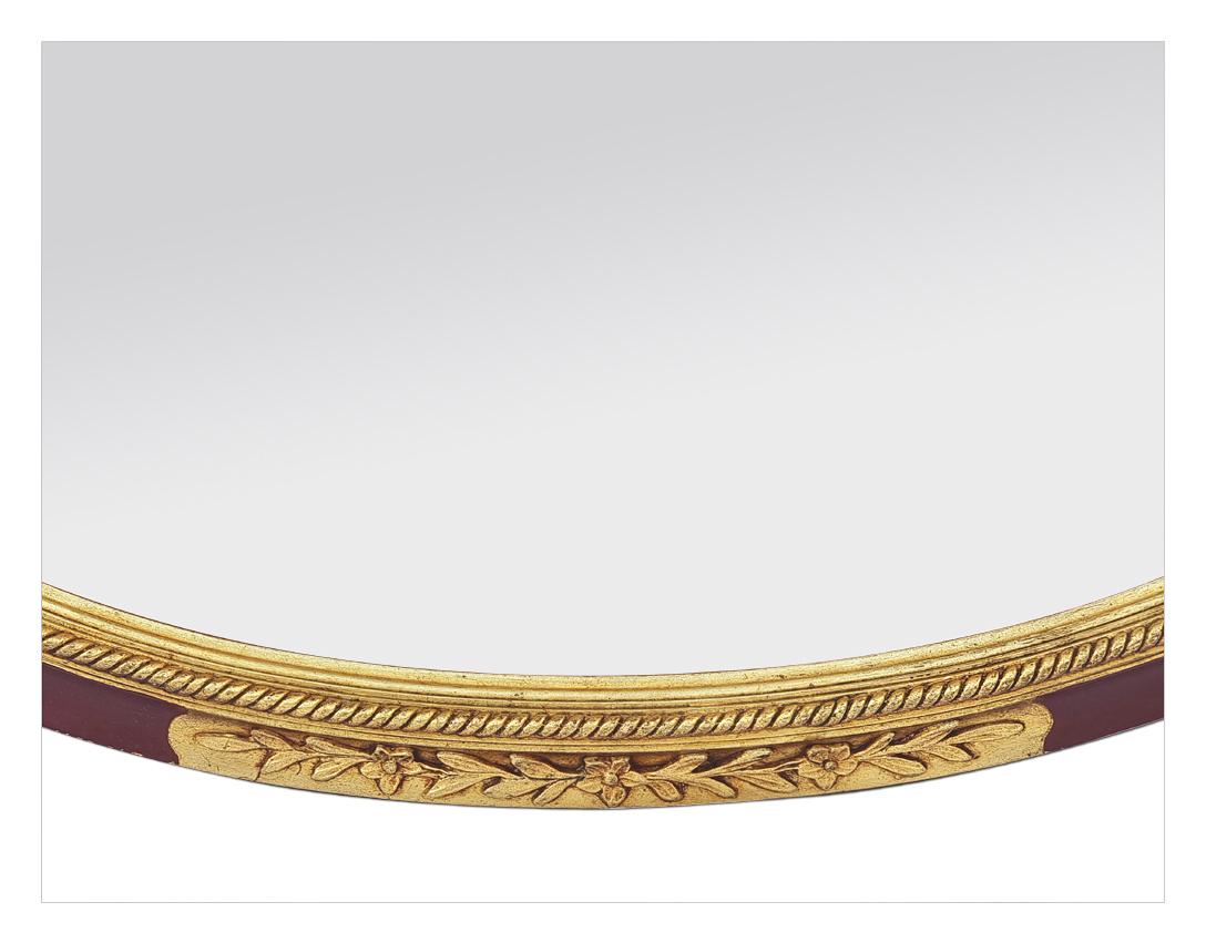 Début du 20ème siècle Antique Mirror Ovale Français, doré et coloré Période Art Deco, circa 1926 en vente