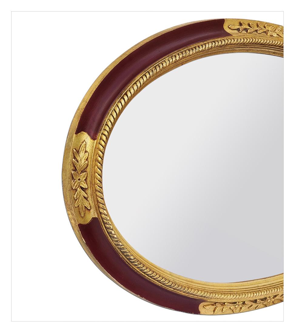 Miroir Antique Mirror Ovale Français, doré et coloré Période Art Deco, circa 1926 en vente