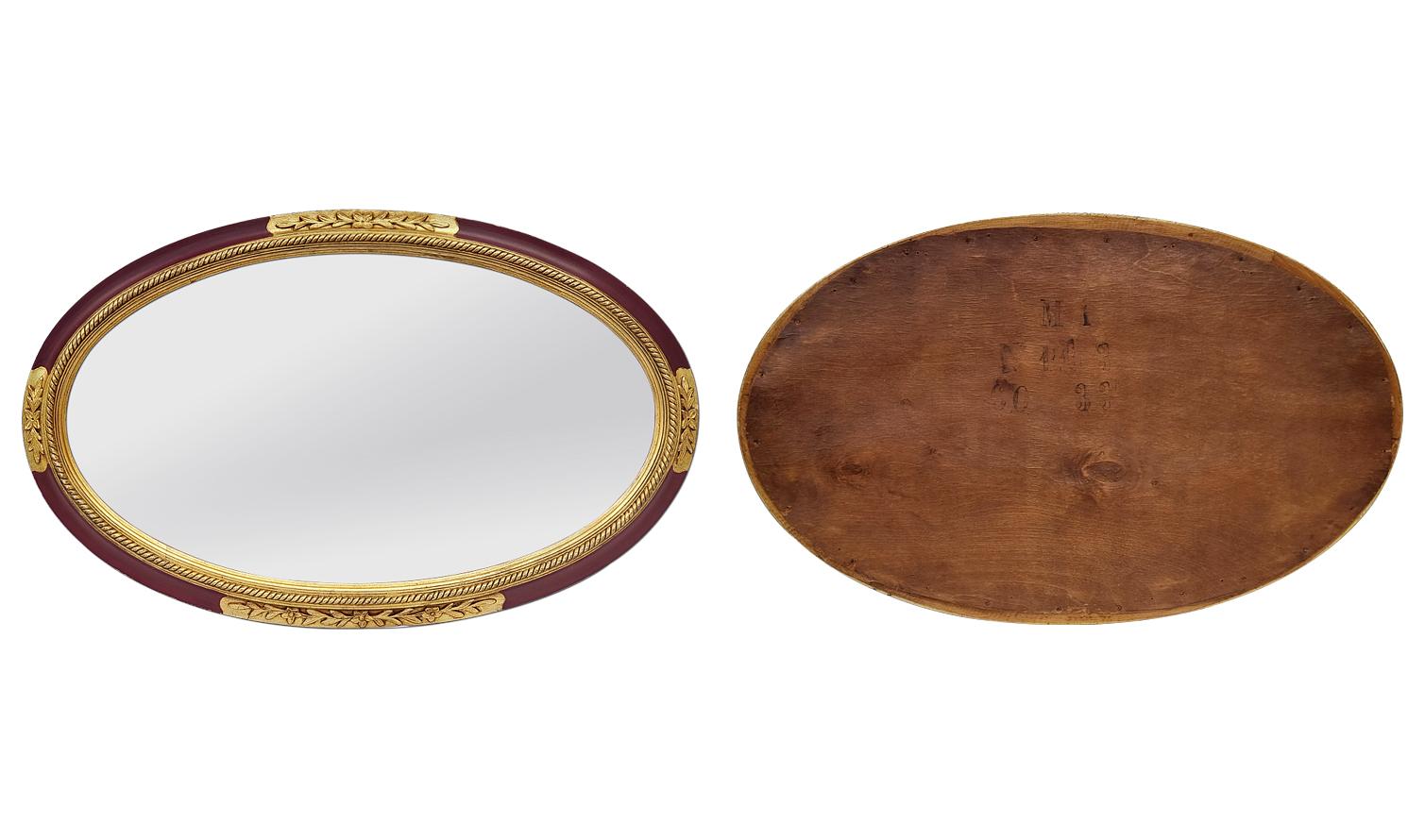 Antique Mirror Ovale Français, doré et coloré Période Art Deco, circa 1926 en vente 1