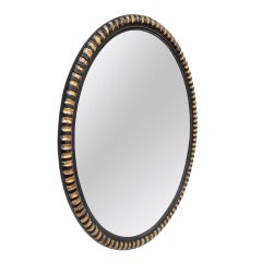 Antique French Oval Mirror, Giltwood & Black Color, circa 1870