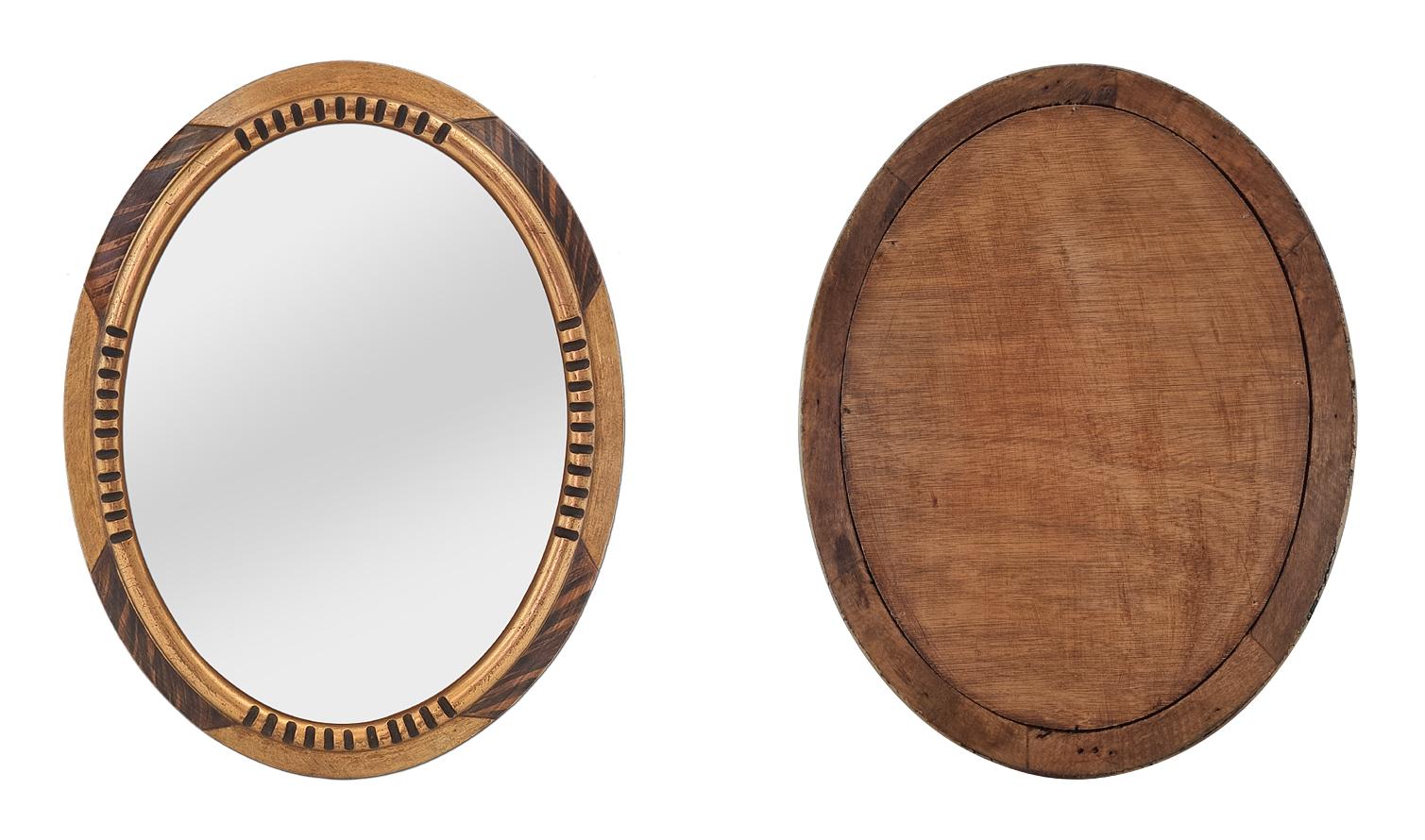 Antique French Oval Mirror, Giltwood & Faux-bois Paint, circa 1940 For Sale 3
