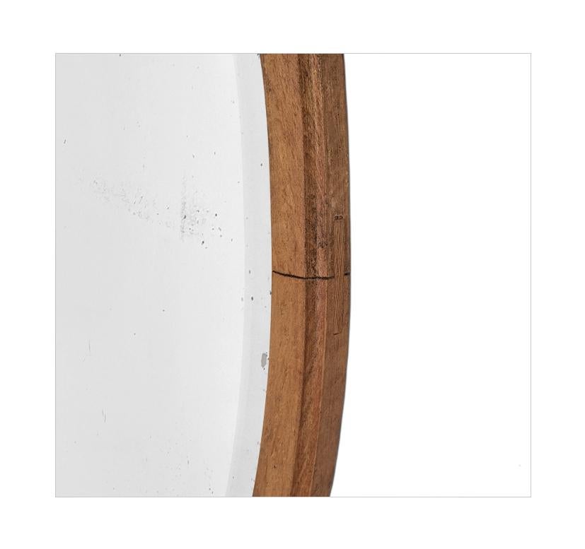 Antiguo Espejo Francés Ovalado de Madera Natural Tallada con Decoración Floral, circa 1940 en venta 3