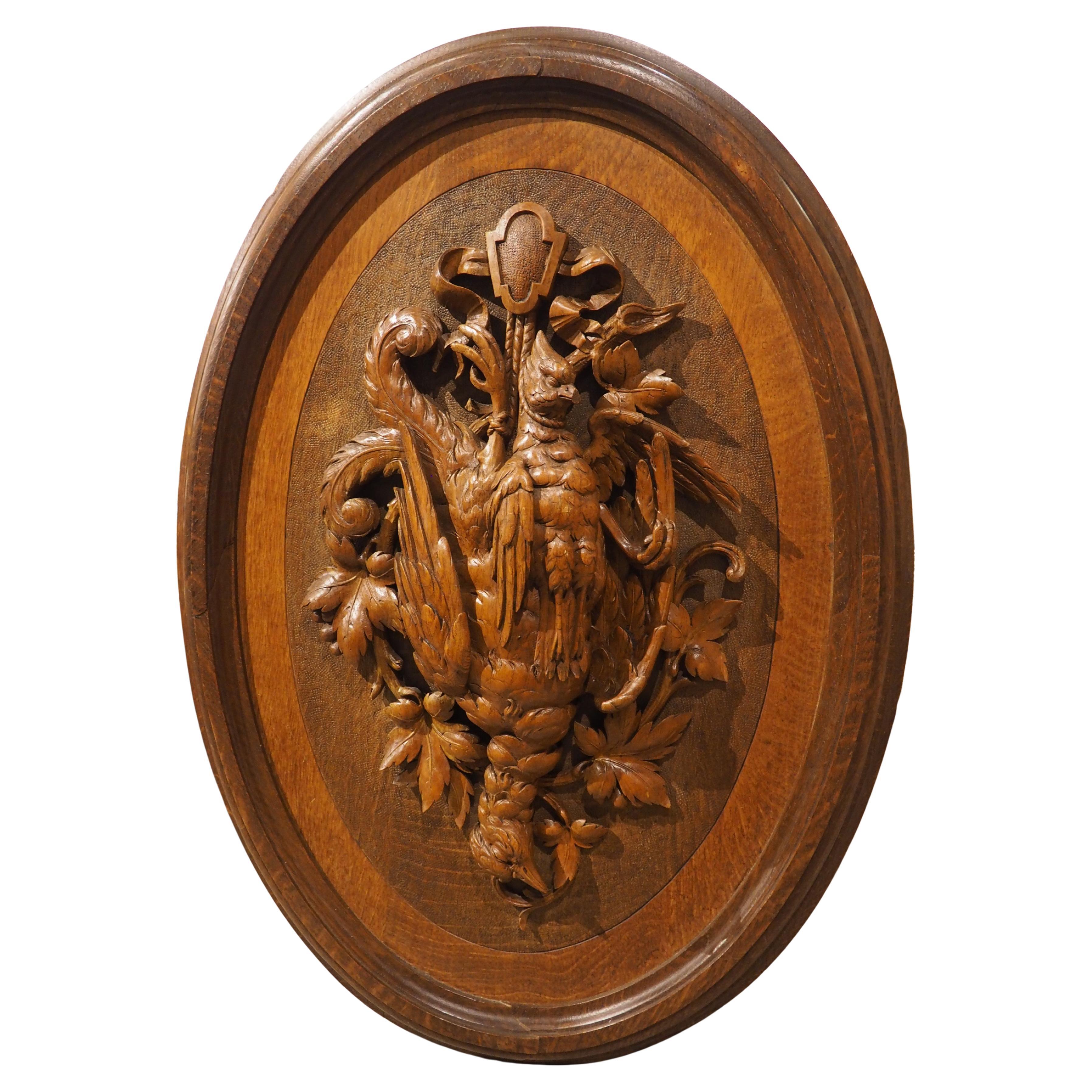 Antique French Oval Nature Morte Hunt Plaque, Circa 1880