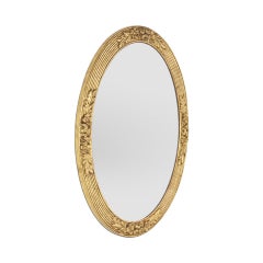 Antique French Oval Wall Mirror in Giltwood, Art Nouveau Period, circa 1900