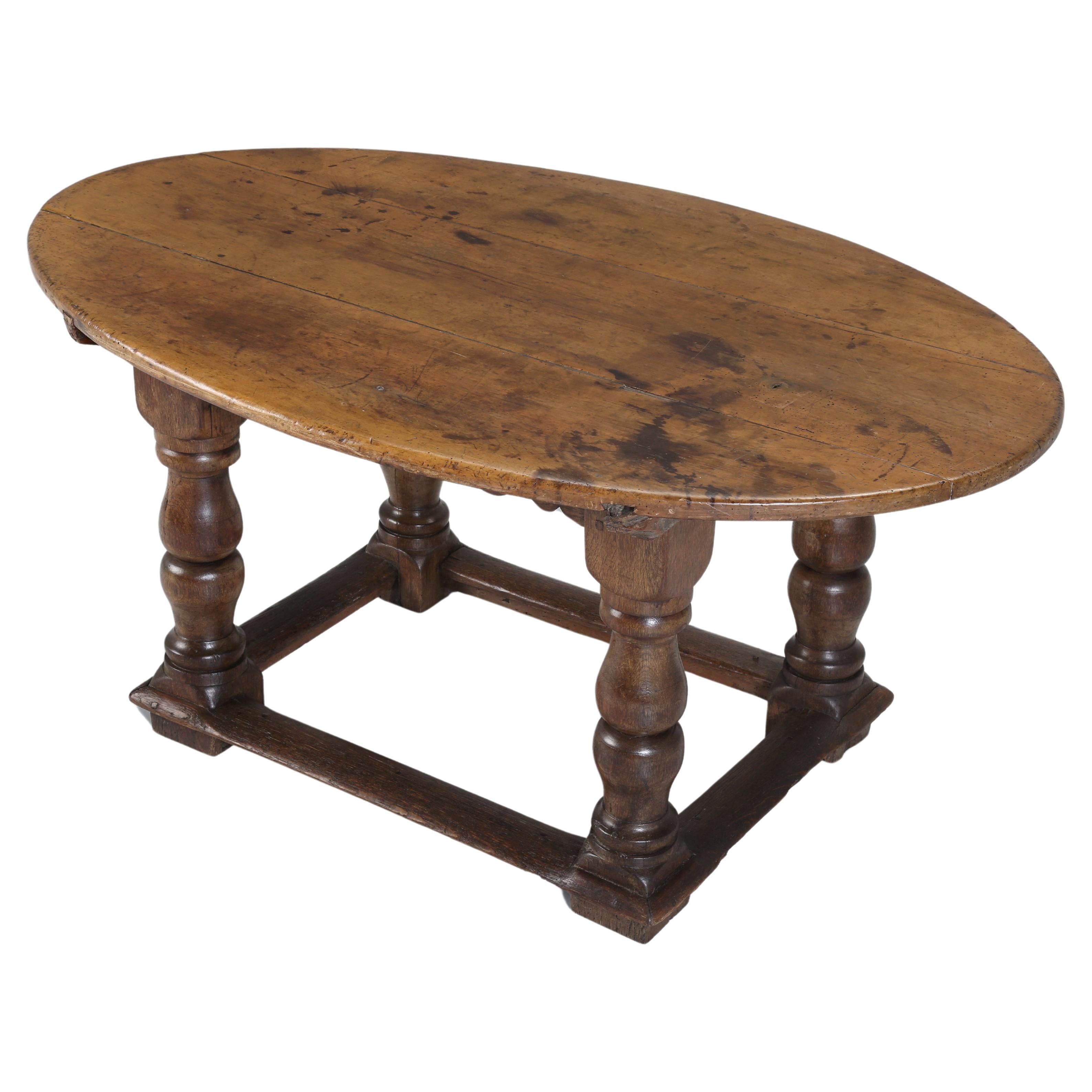 Antique French Oval Walnut Coffee/Tea Table Bordeaux c1700's Fabulous Patina For Sale