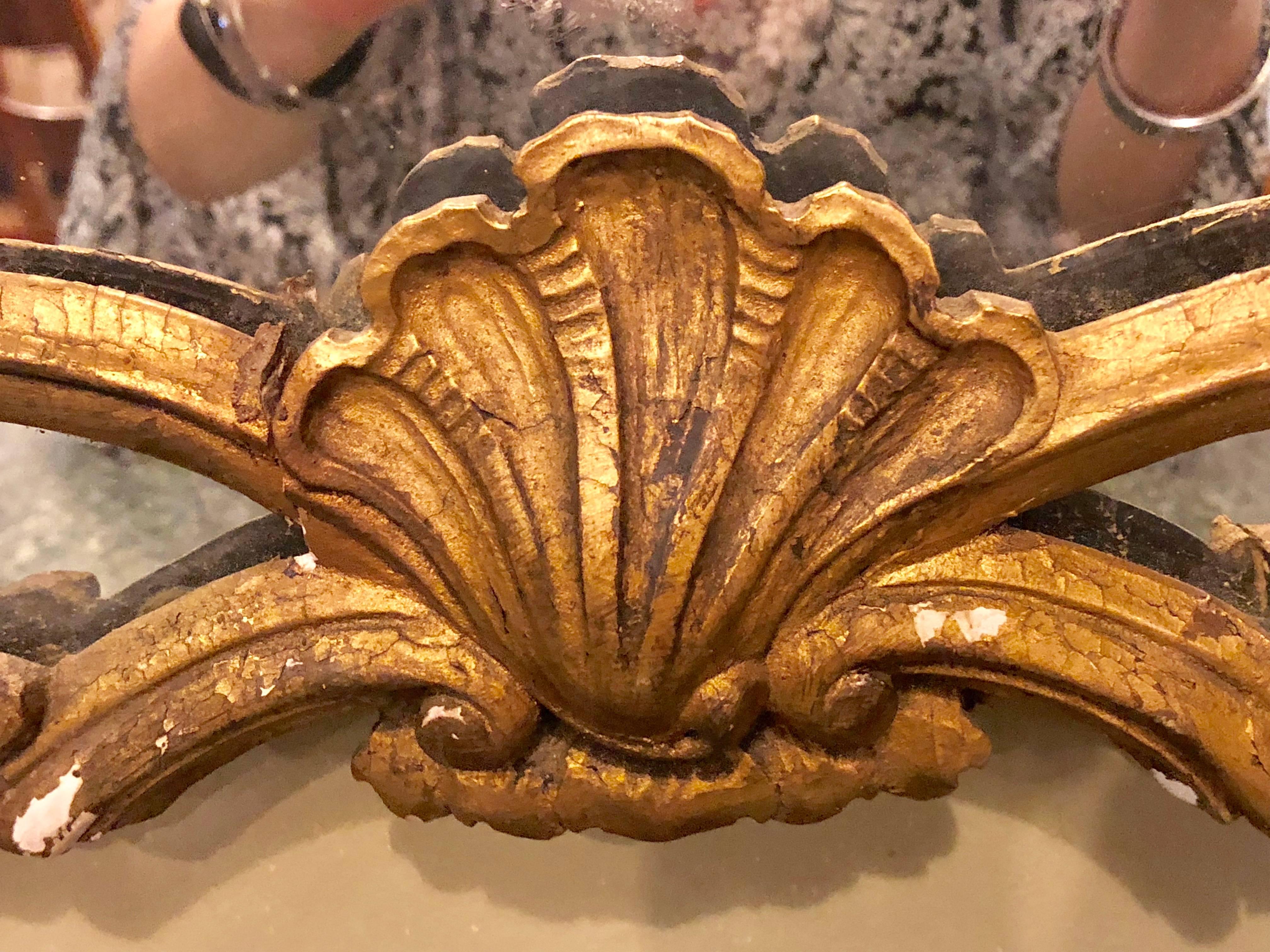 Antique French over the Mantle / Console Ornate Gilt Gold Mirror In Good Condition In Stamford, CT