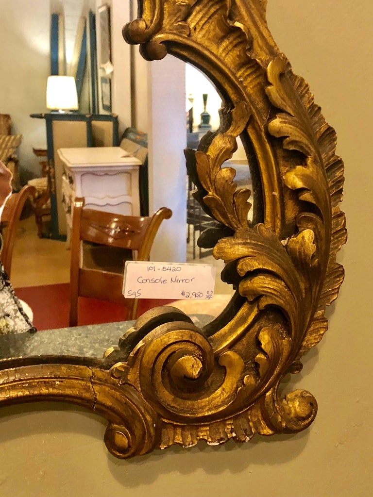 Antique French over the Mantle / Console Ornate Gilt Gold Mirror at 1stDibs