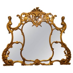Vintage French over the Mantle / Console Ornate Gilt Gold Mirror