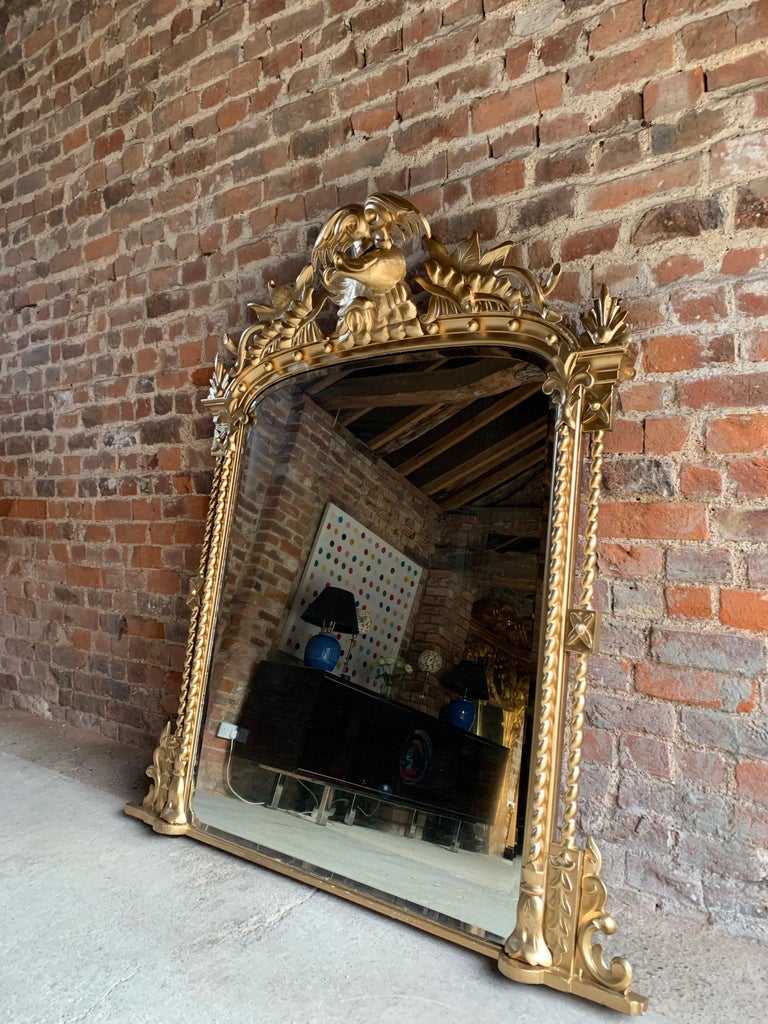 Antique French Overmantle Mirror Louis XV Style 19th Century Large at