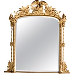 Antique French Overmantle Mirror Louis XV Style 19th Century Large