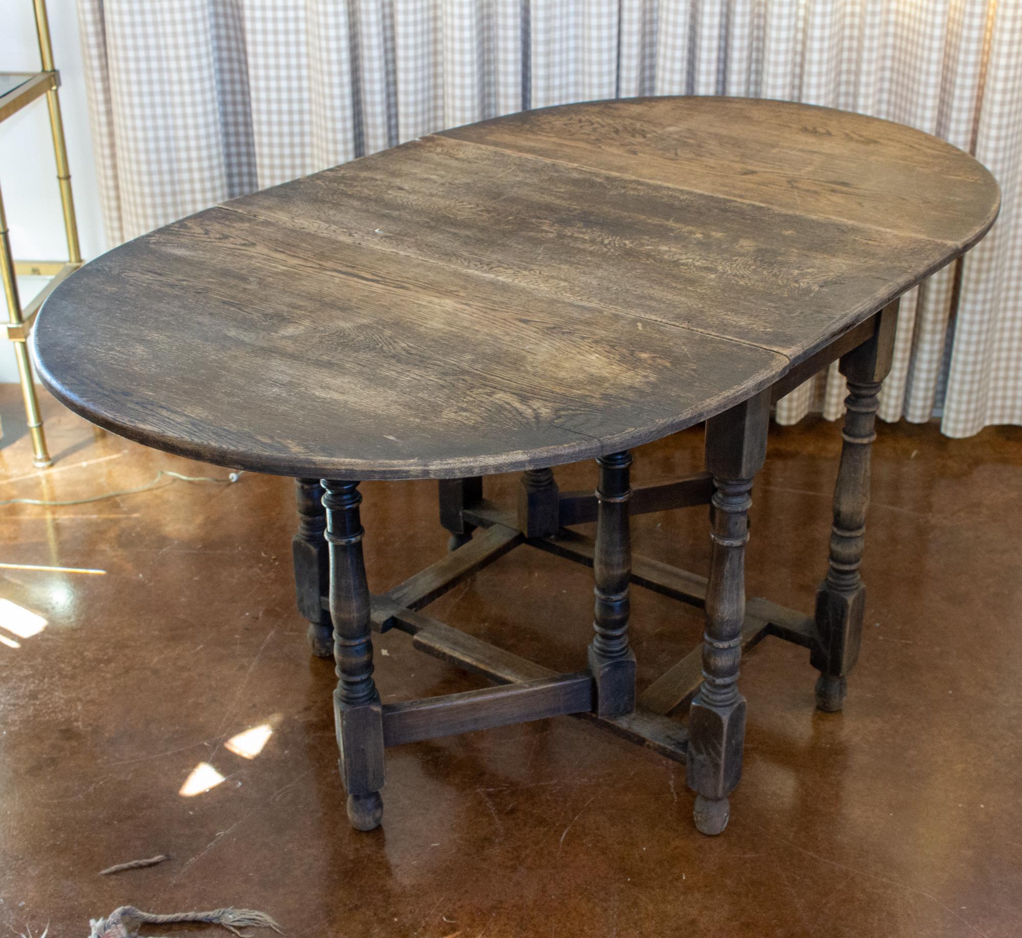 Inizio XX secolo Antique French Gate Leg Table e Console con dettagli di gambe tornite