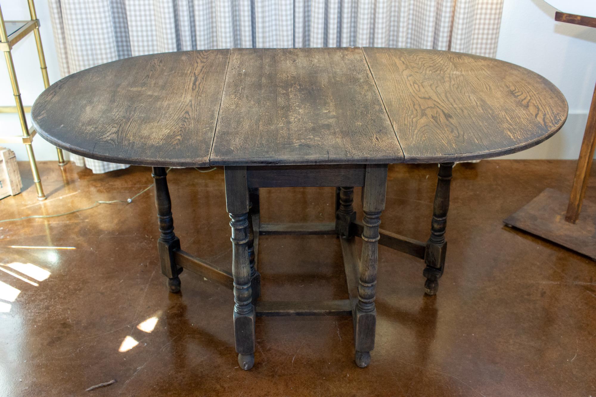 Antique French Gate Leg Table e Console con dettagli di gambe tornite 1