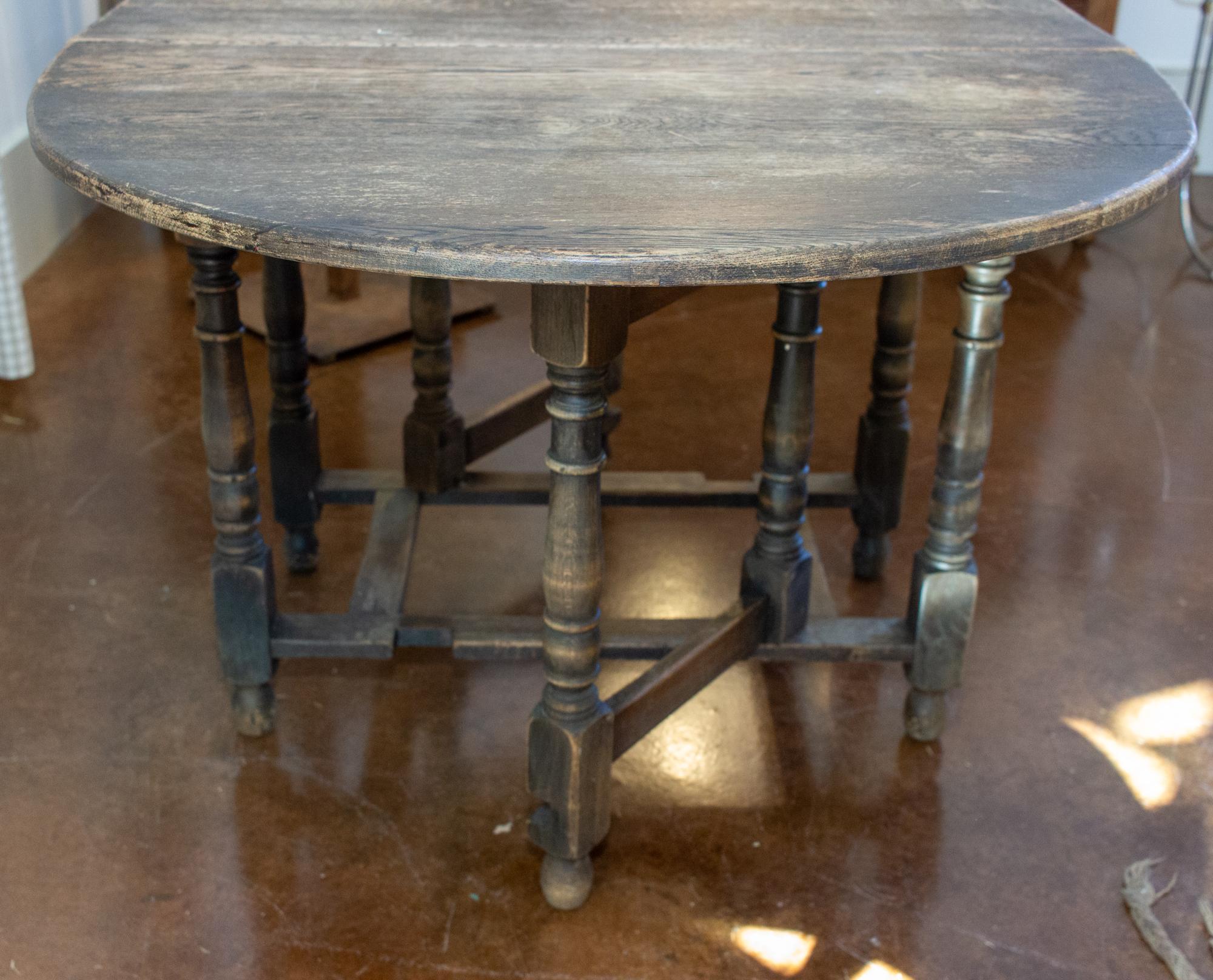 Antique French Gate Leg Table e Console con dettagli di gambe tornite 3