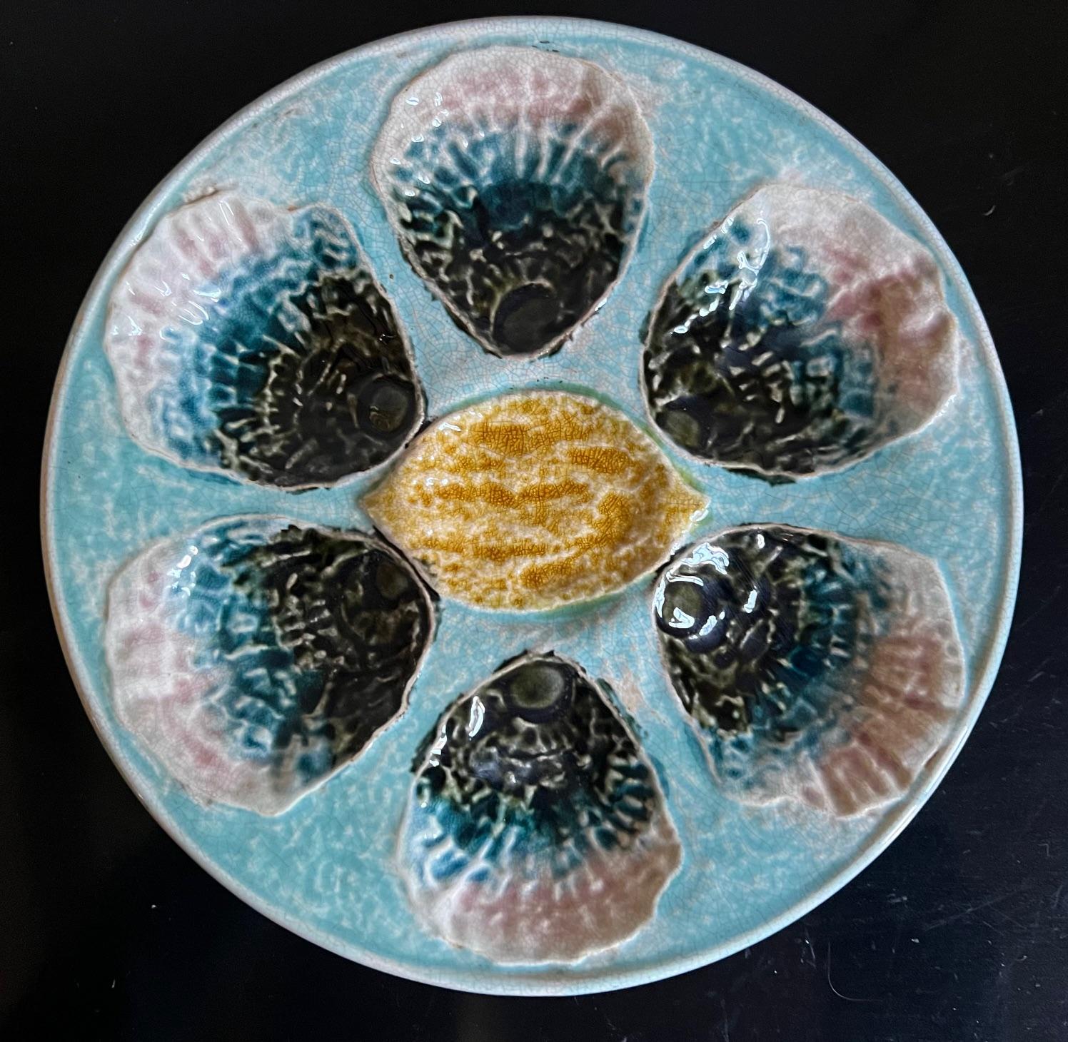 Late 19th Century Antique French Oyster Plate by Salins, c. 1880's For Sale