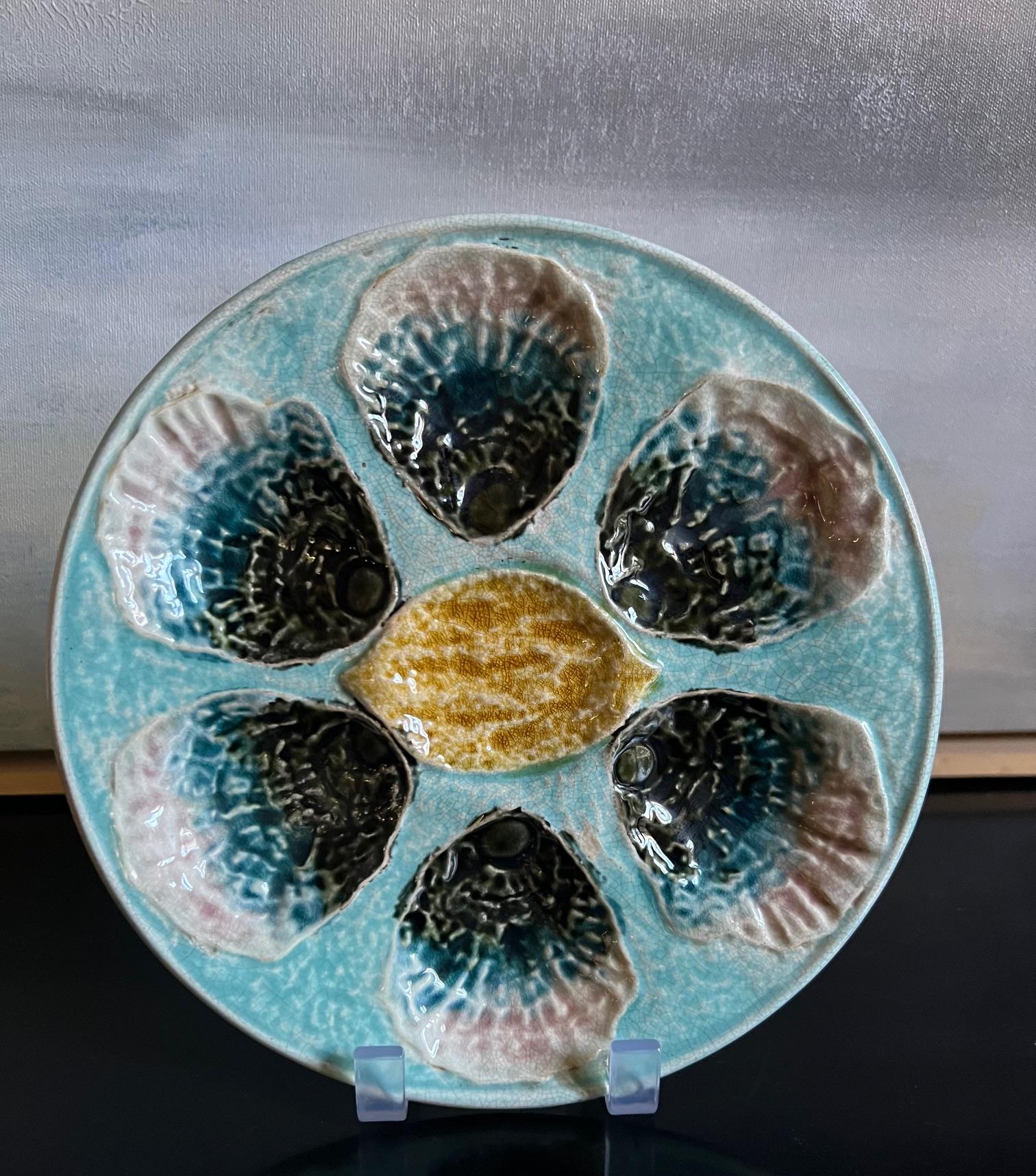 Antique French Oyster Plate by Salins, c. 1880's For Sale 2