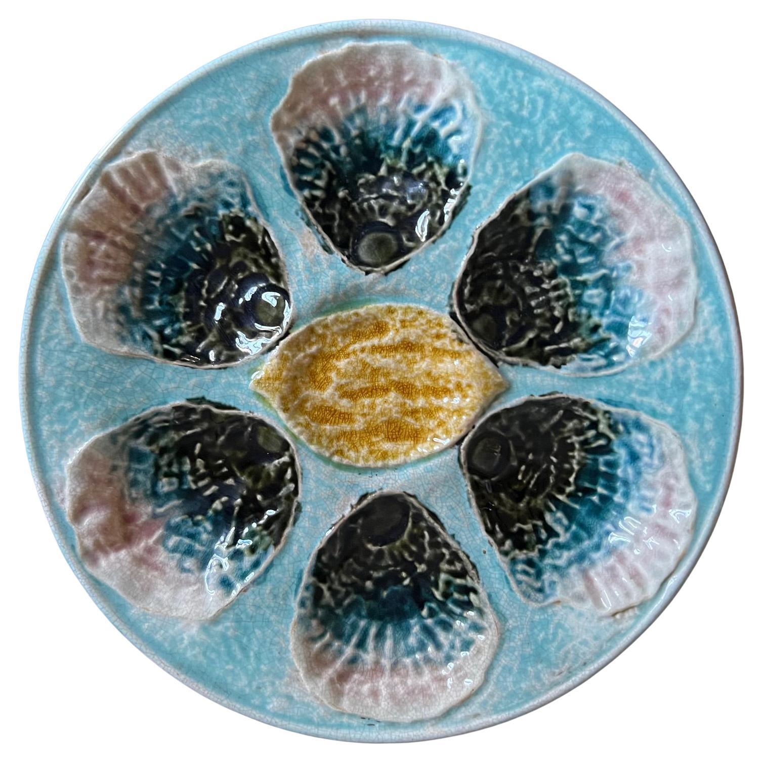 Antique French Oyster Plate by Salins, c. 1880's For Sale